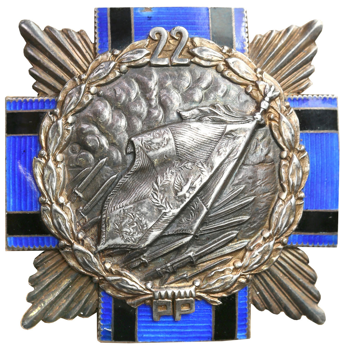 II RP. Odznaka pamiątkowa 22 Pułk Piechoty Siedlce, SREBRO - RZADKOŚĆ